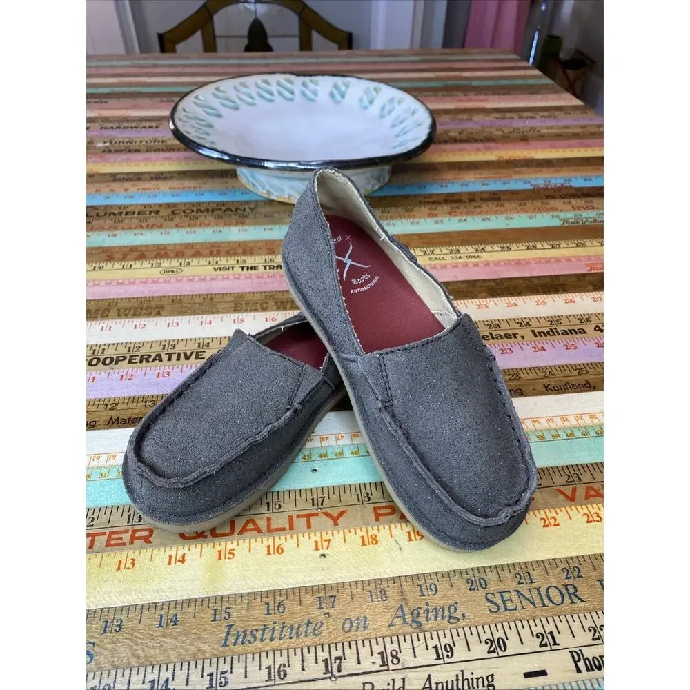 NEW Twisted X 13 Girls Brown Loafer Slip On Chocolate Shimmer Glitter Youth